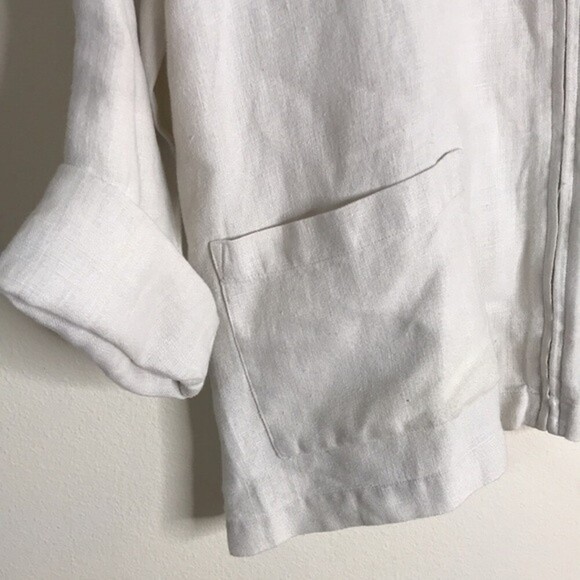 Eileen fisher ladies 100% Irish linen zip up light weight jacket size large - Picture 4 of 10
